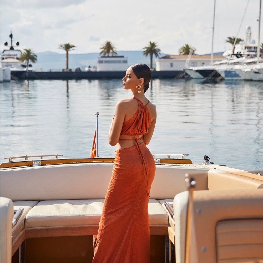 Rust colored two piece skirt set US size 4, UK 8 and EU 36 Alamour the Label